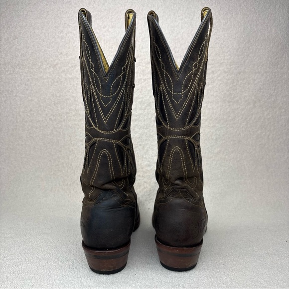 Botas Jaca Mexican Leather Western Boots Women’s 7.5 Brown Cutout Cowgirl Boho - Picture 5 of 16